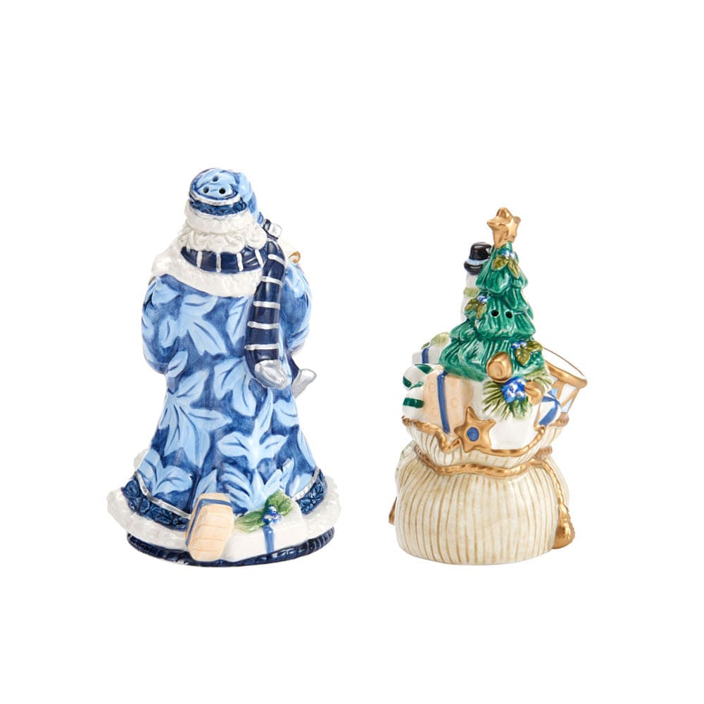 Fitz and Floyd Holiday Home Blue Salt and Pepper Set