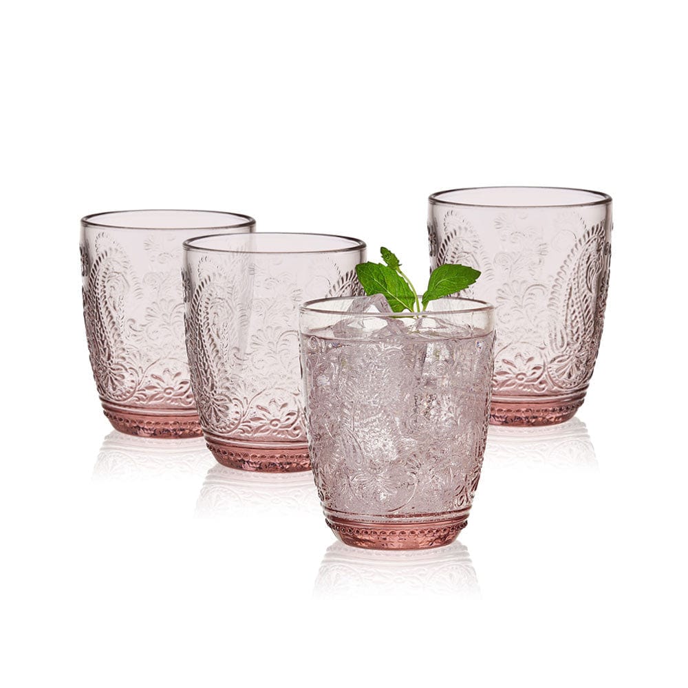 Fitz and Floyd Everyday White by Fitz and Floyd Beaded Double Old Fashioned  Beverage Rocks Glass, Clear