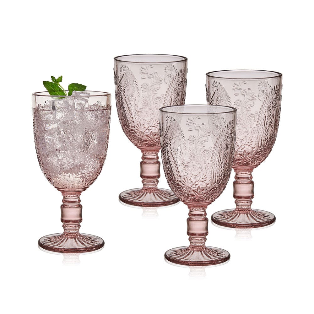 Set of Four Classy Midnight Baby Pink Big Mouth Wine Glasses