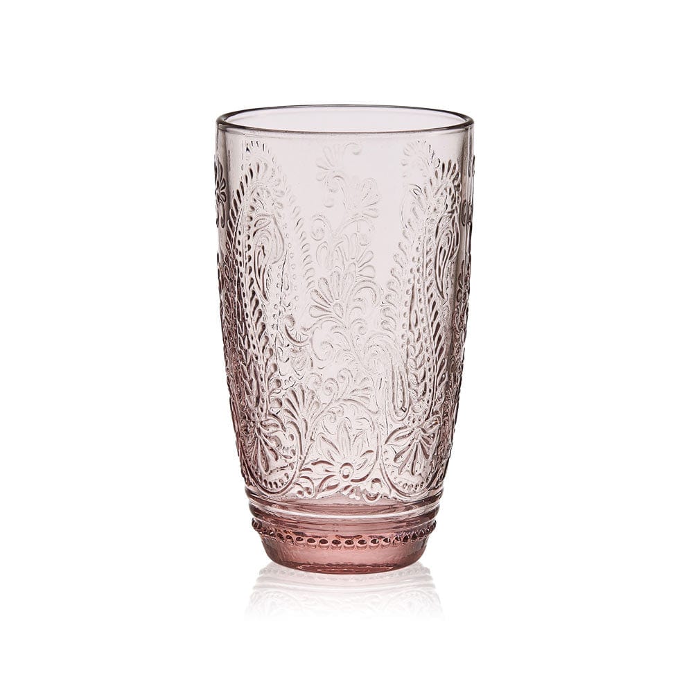 FITZ and FLOYD Maddi 15 oz. Blush Highball Glass Set (Set of 4