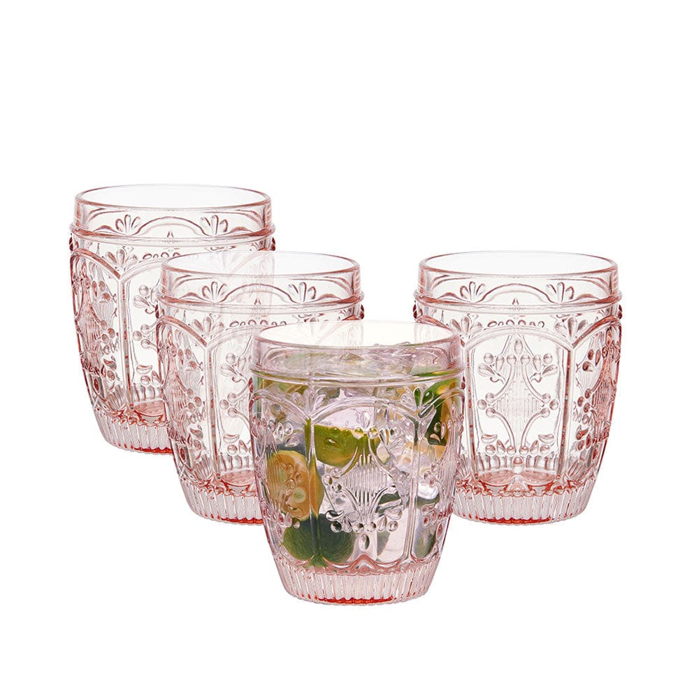 Fitz and Floyd Trestle Set of 4 Blush Highball Glasses