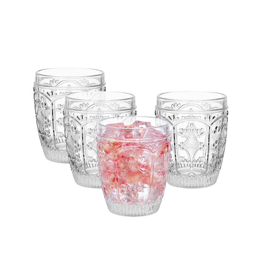 Fitz and Floyd Wildflower 12-oz Double Old Fashioned Glasses 4-Piece Set - Blue