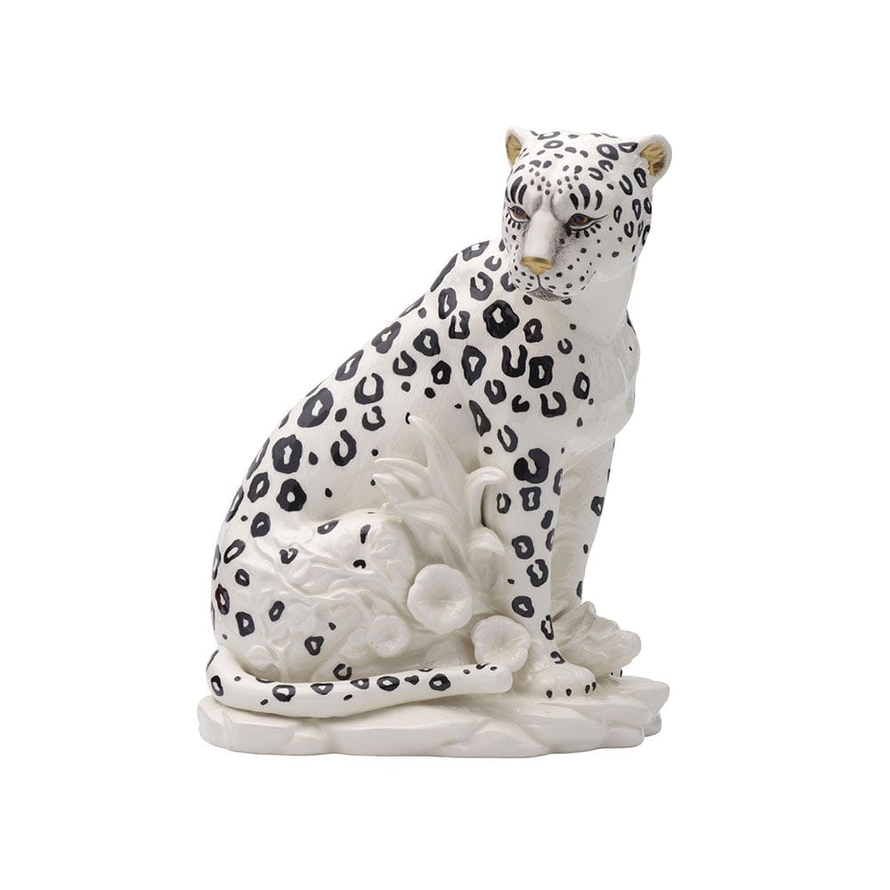 Fitz and Floyd Fitz & Floyd Villa Palm Leopard Ceramic Figurine, 11.75  inch, White