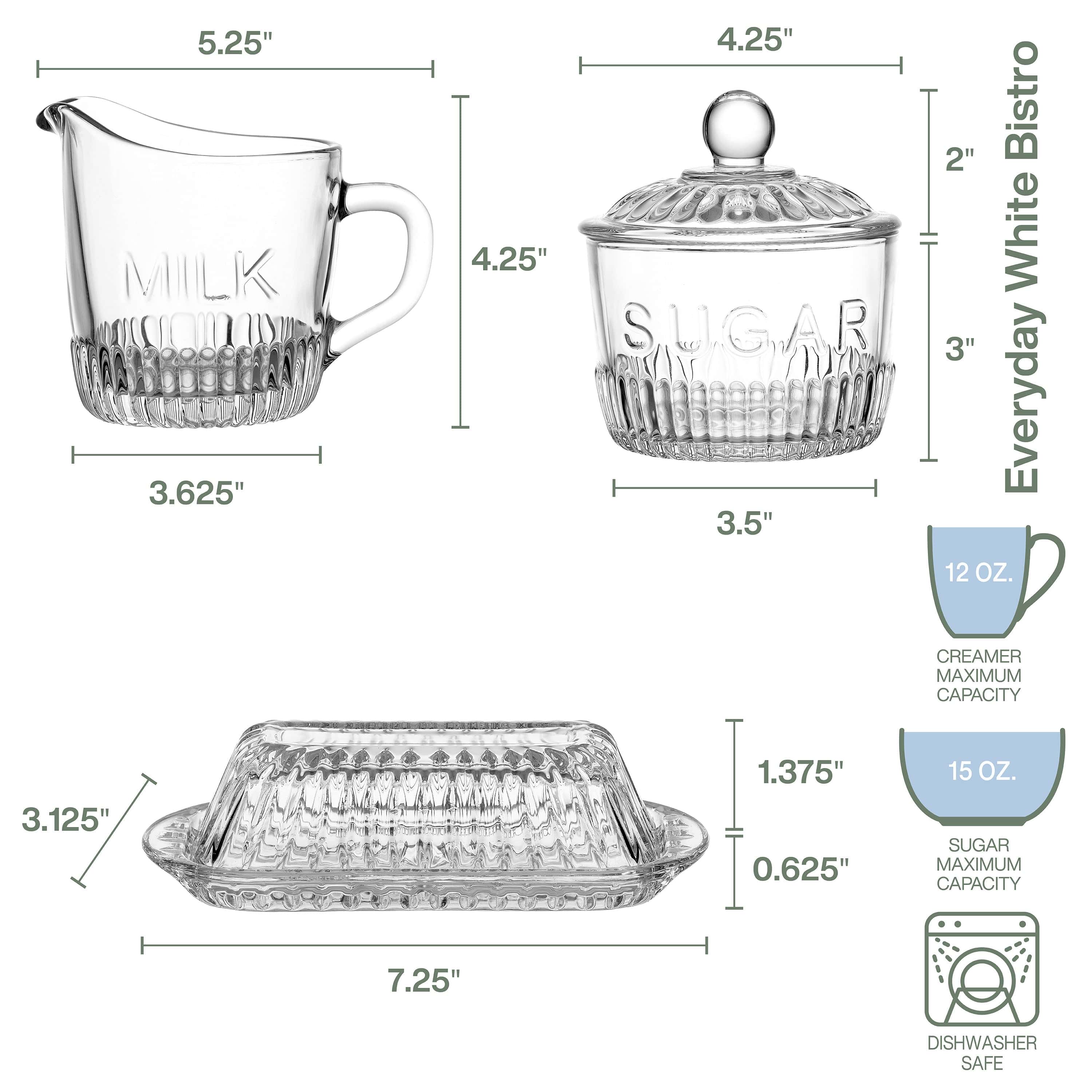 Everyday White® Bistro Covered Butter, Sugar and Creamer Hostess Set