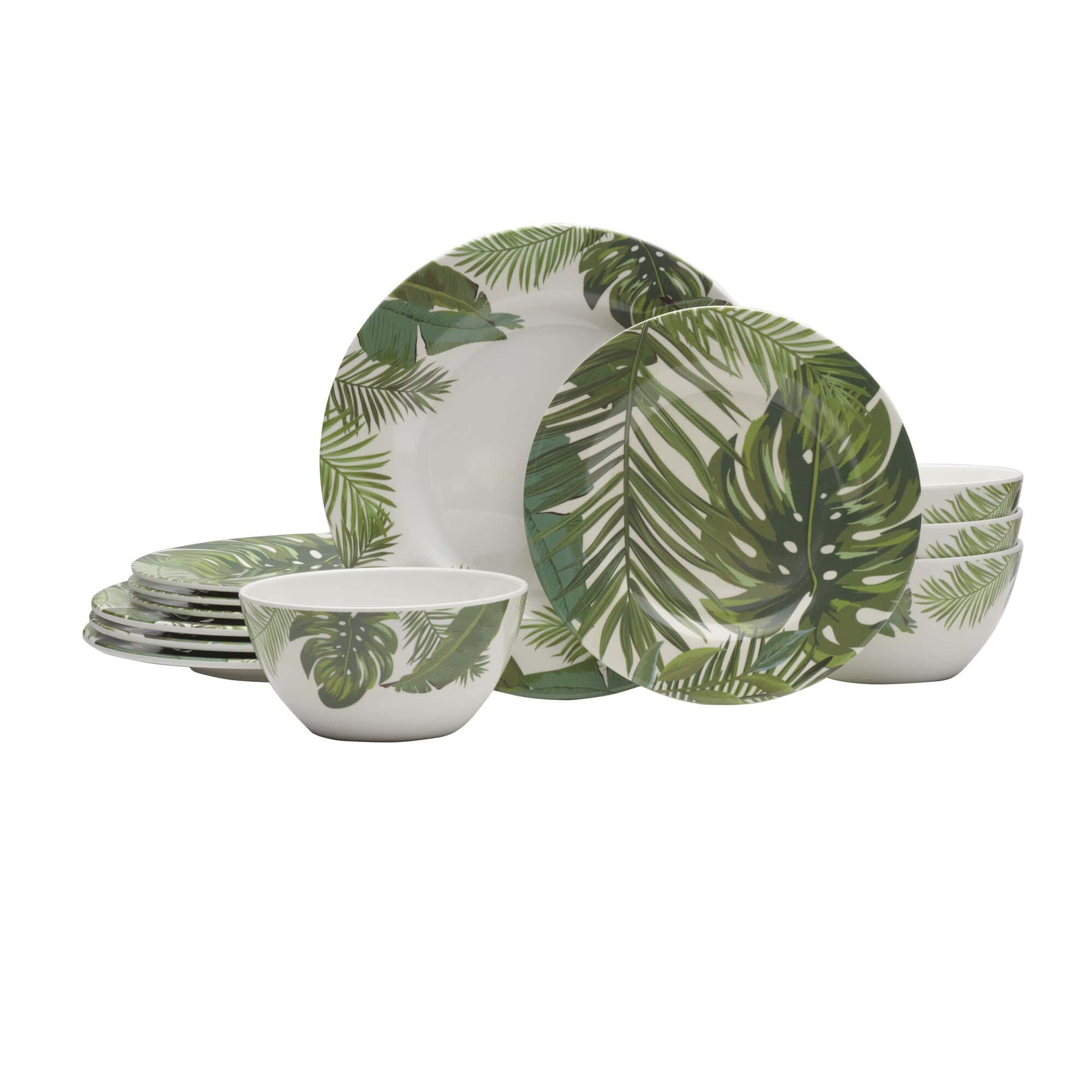 Tropical Fun Outdoor Melamine 12 Piece Dinnerware Set, Service for 4