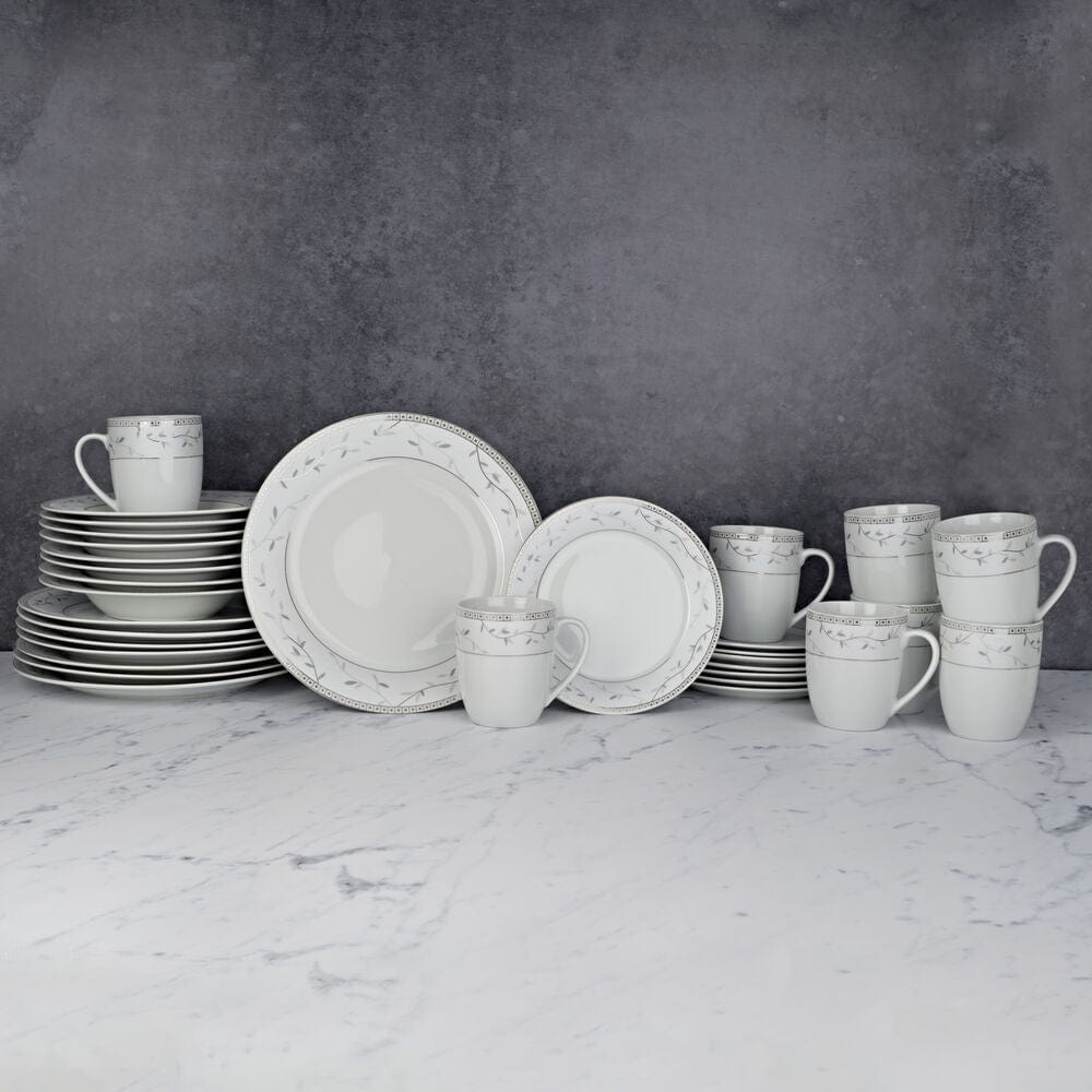 Platinum Vine 32 Piece Dinnerware Set, Service for 8