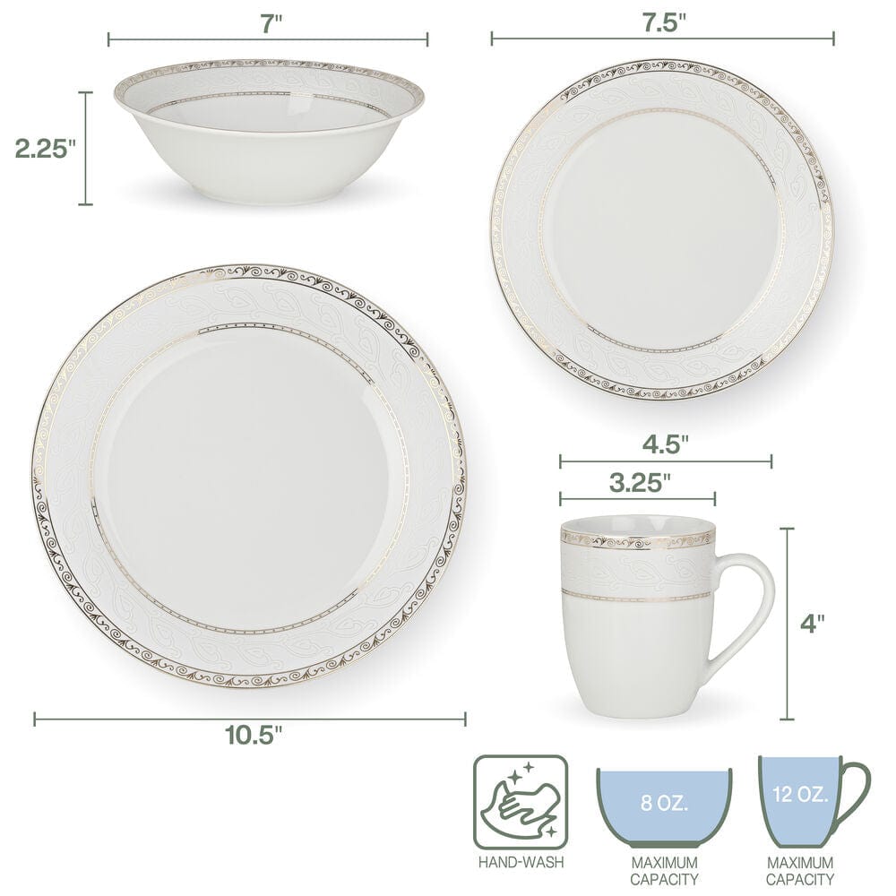 Gold Serif 32 Piece Dinnerware Set, Service for 8