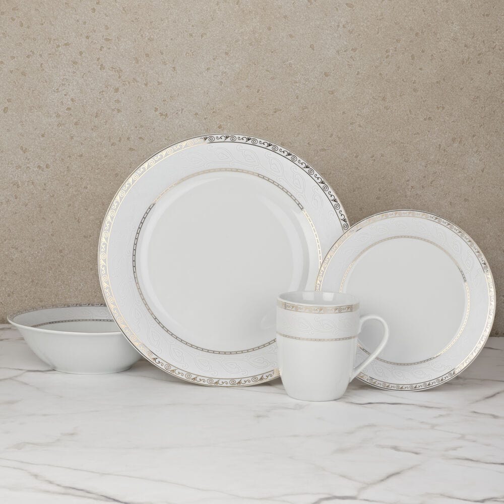 Gold Serif 32 Piece Dinnerware Set, Service for 8