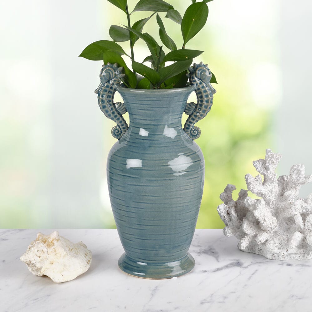 Coastal Home Seahorse Vase 11.5 IN