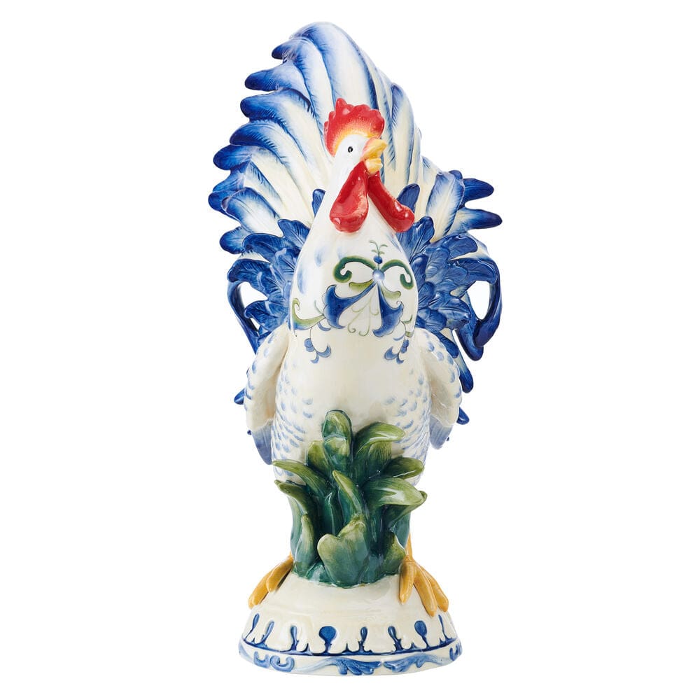 Sicily Blue Rooster Figurine, 20.5 IN