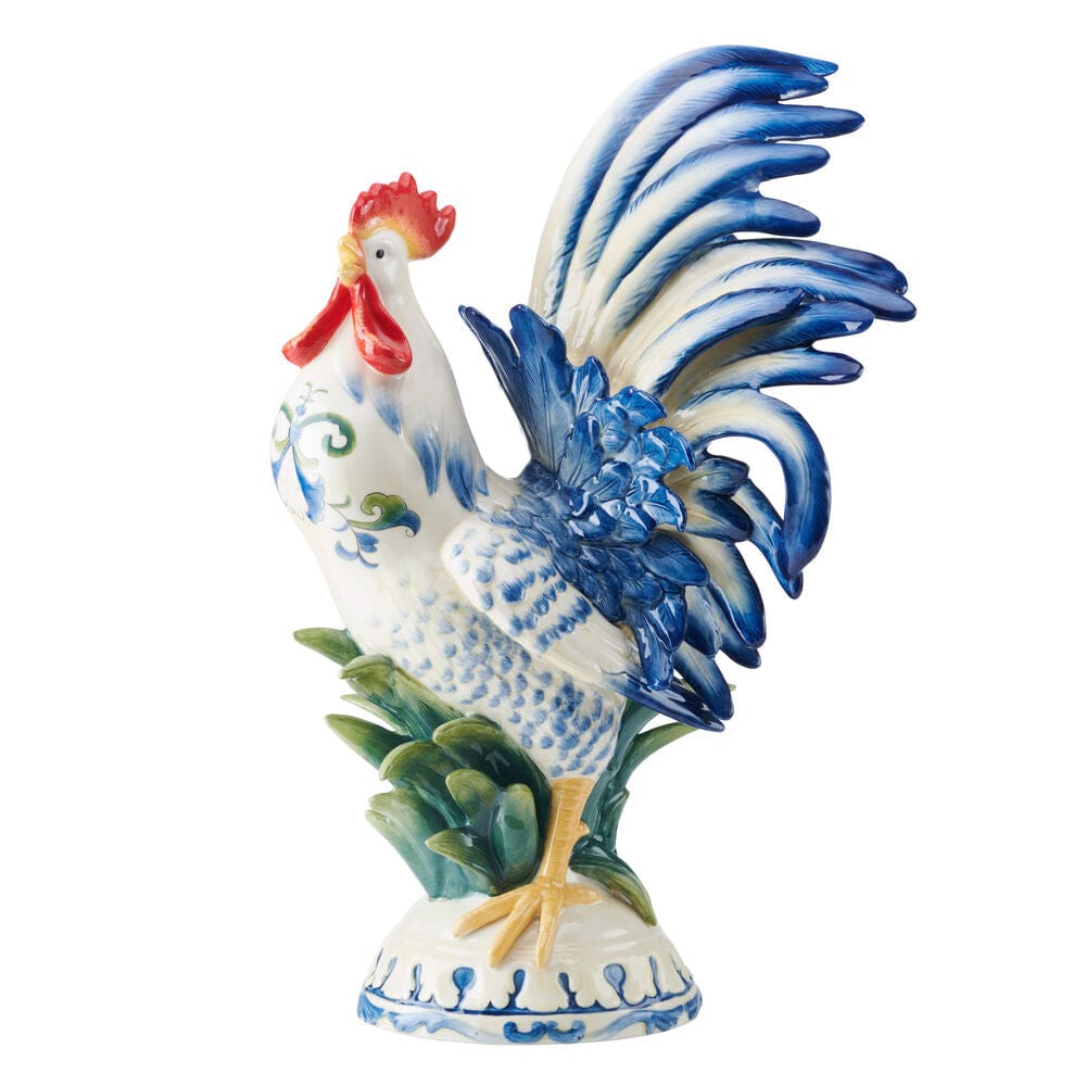 Sicily Blue Rooster Figurine, 20.5 IN