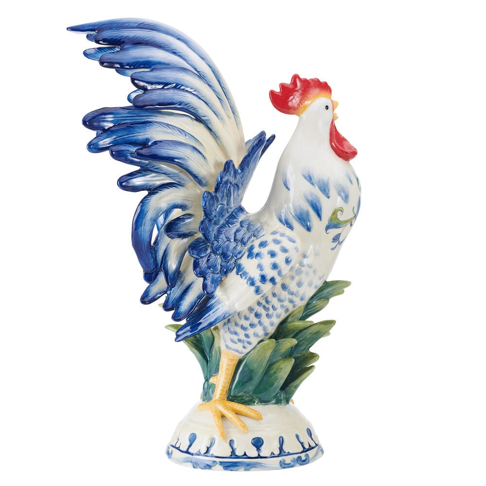 Sicily Blue Rooster Figurine, 20.5 IN