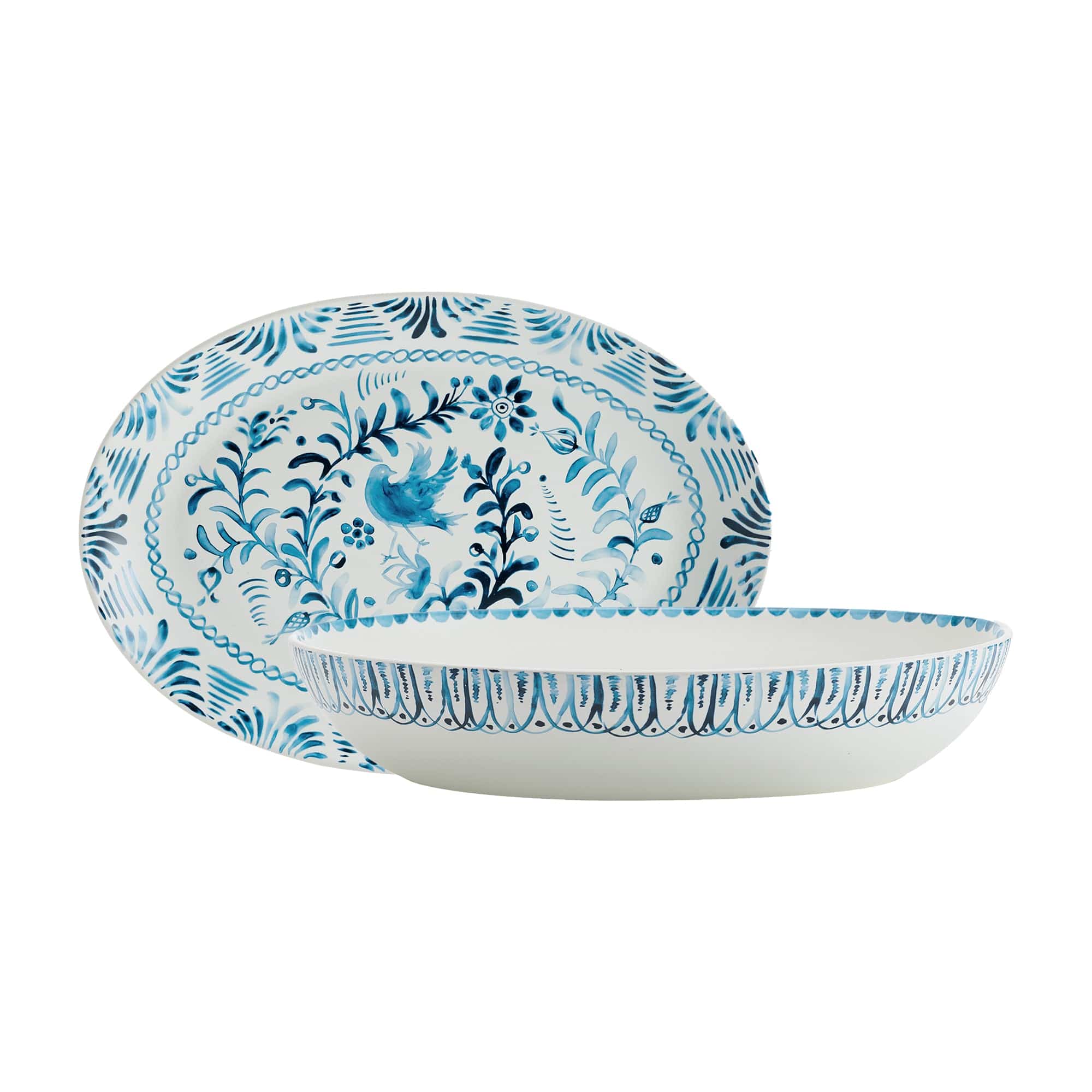 Sicily Blue Serving Bowl and Platter Set