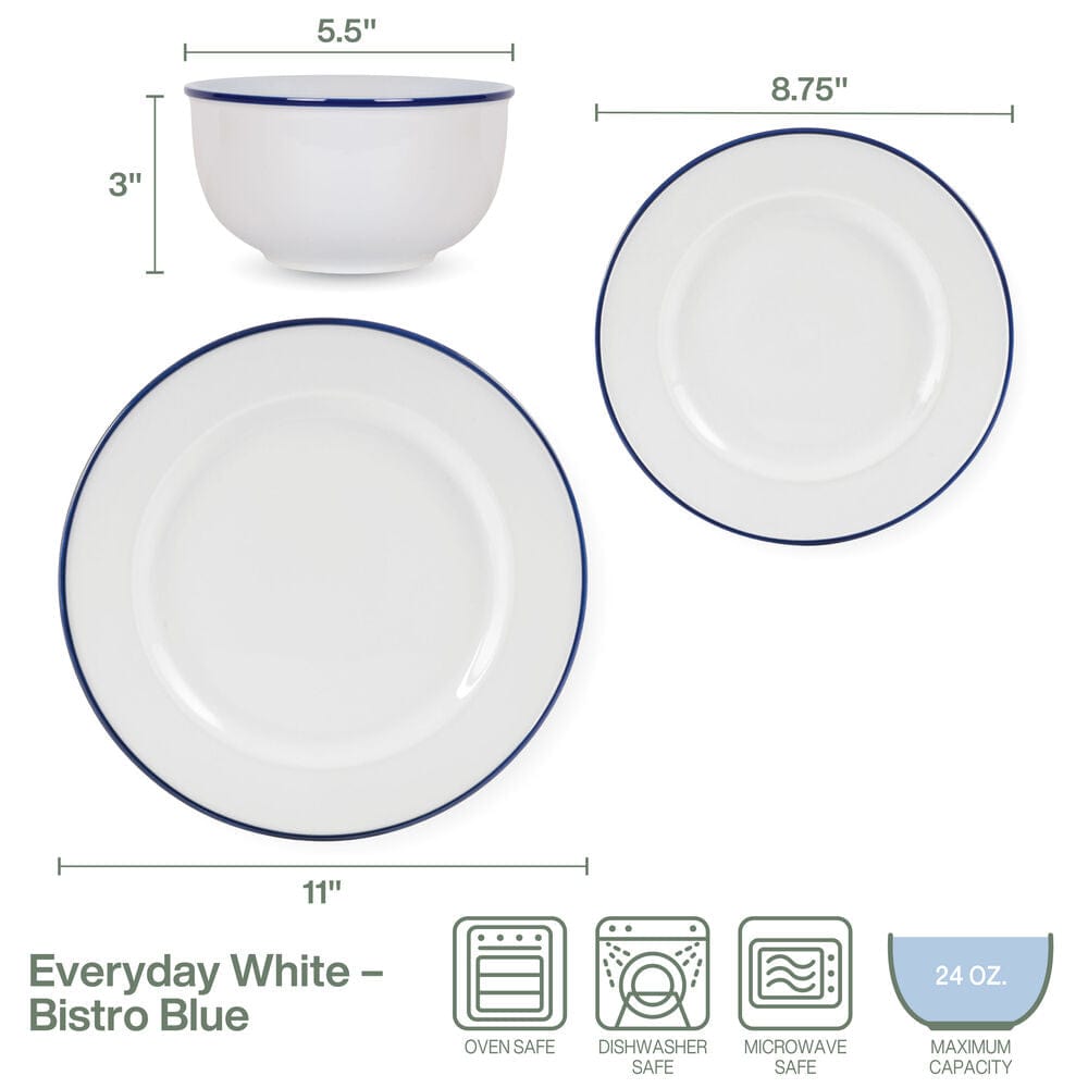 Everyday White® Bistro Blue 12 Piece Dinnerware Set, Service for 4