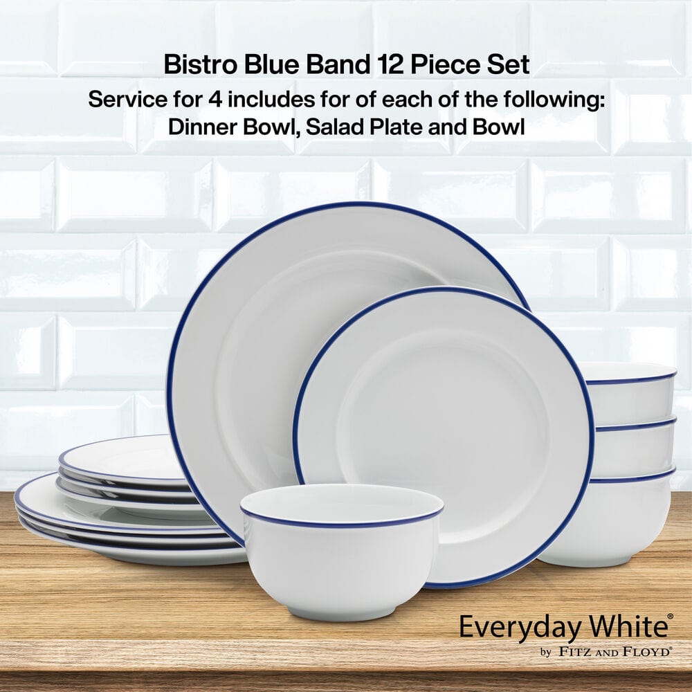 Everyday White® Bistro Blue 12 Piece Dinnerware Set, Service for 4