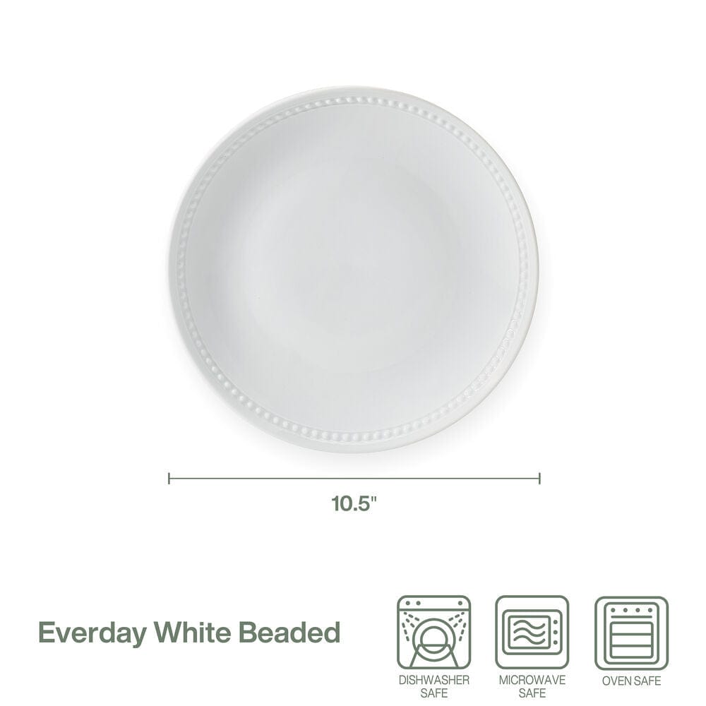 Everyday White® Beaded Coupe Set of 4 Dinner Plates