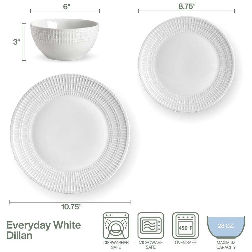 Everyday White® Dillan 12 Piece Dinnerware Set, Service for 4