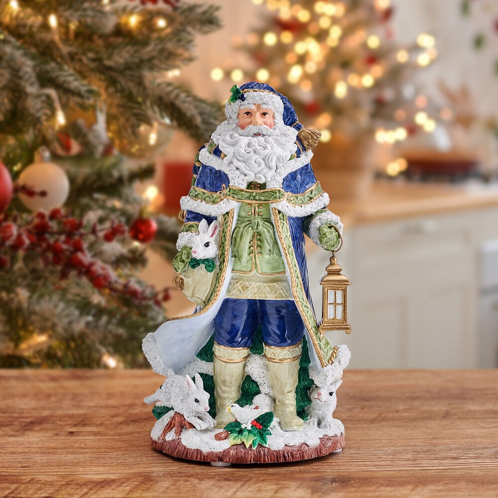 Holiday Musical Telluride Blue Santa Figurine, 11 IN