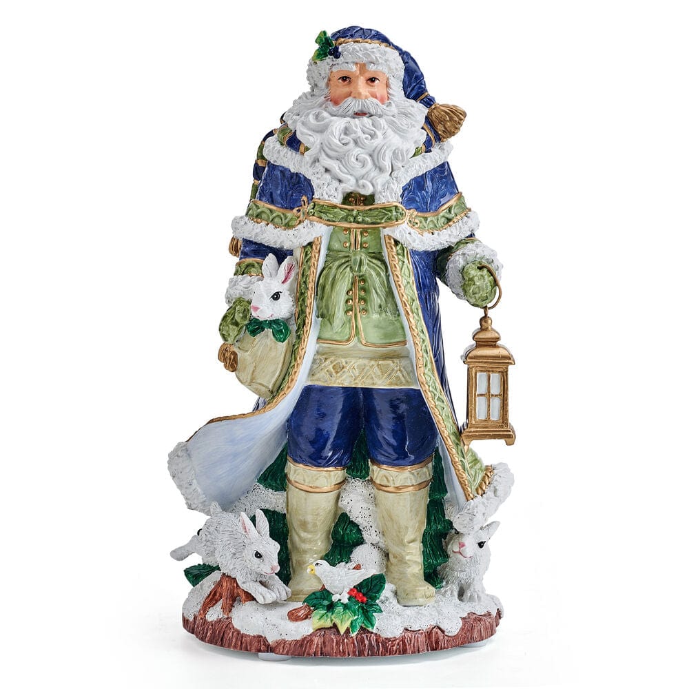 Holiday Musical Telluride Blue Santa Figurine, 11 IN