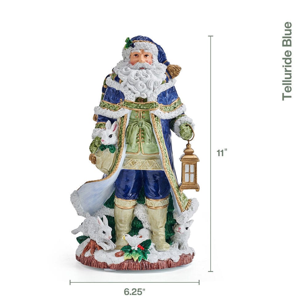 Holiday Musical Telluride Blue Santa Figurine, 11 IN