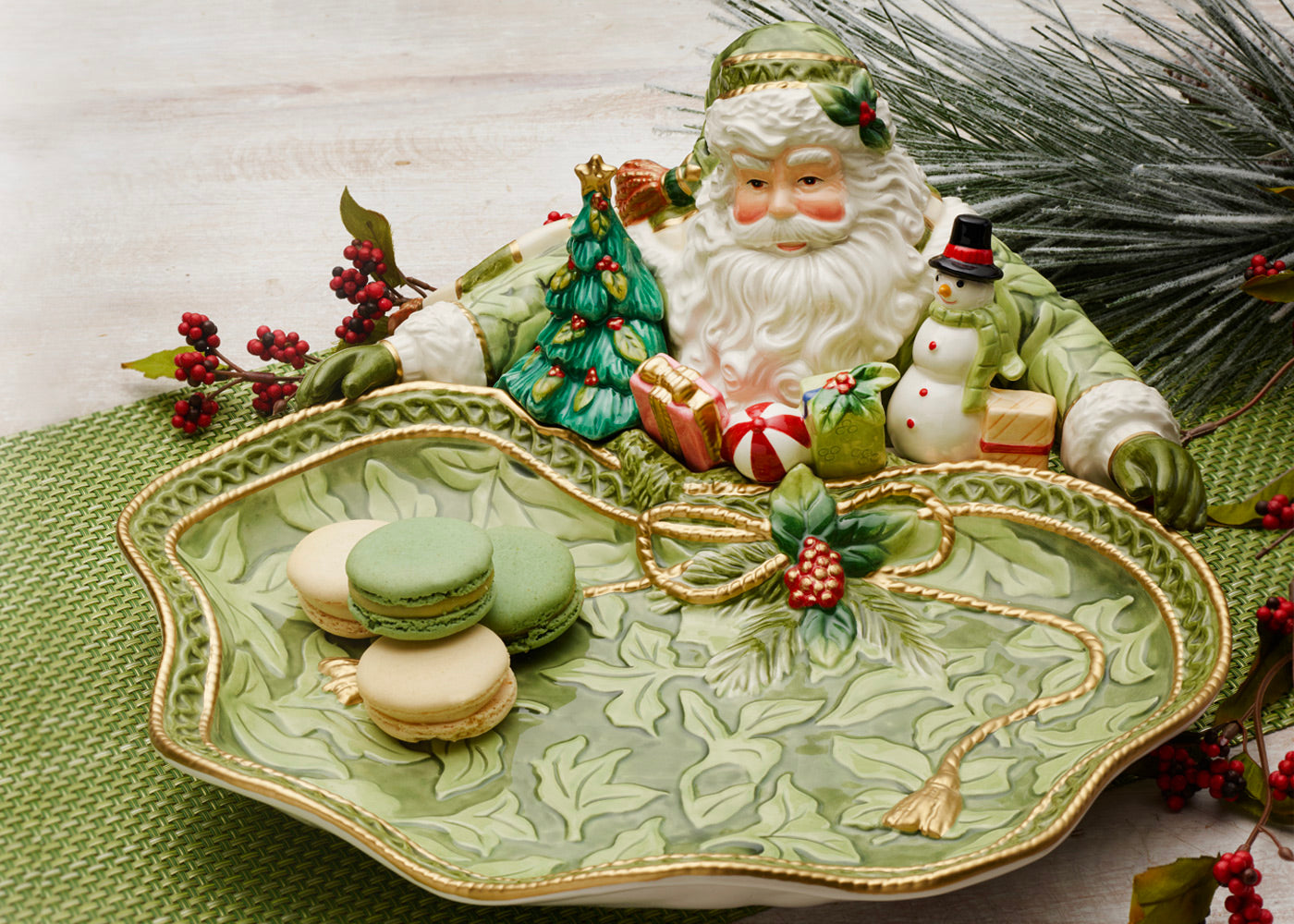 Holiday Home Green Santa Serving Bowl