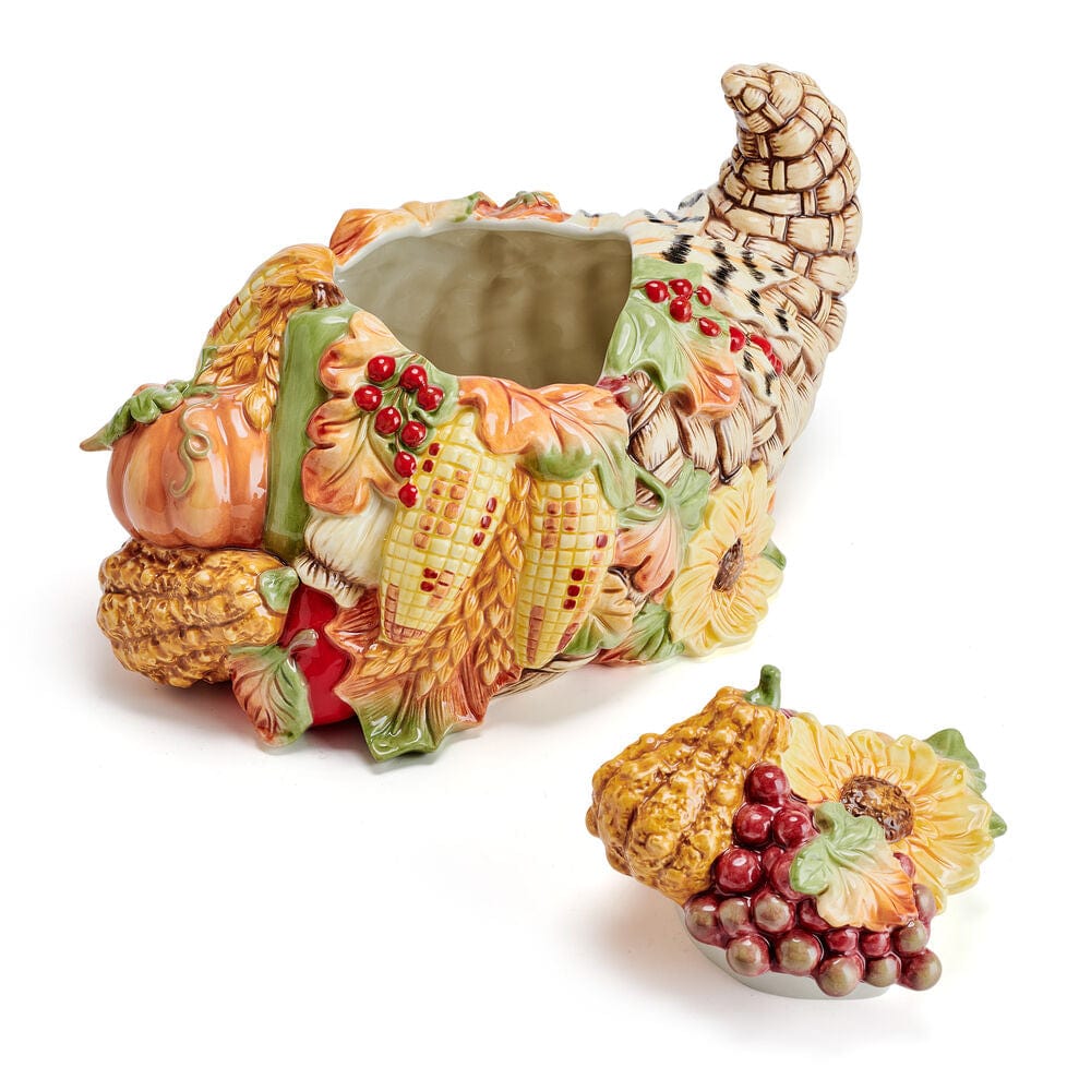 Fall Harvest Cornucopia Figurine Cookie Jar, 12IN