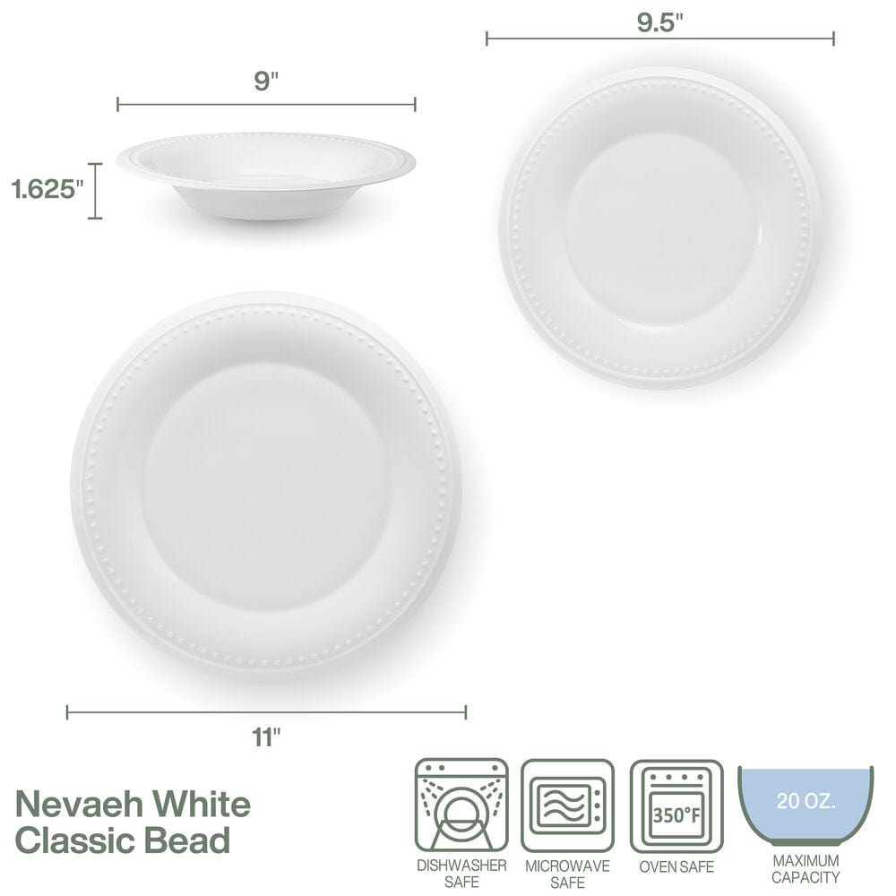 Nevaeh White Classic Bead 24 Piece Dinnerware Set, Service for 8