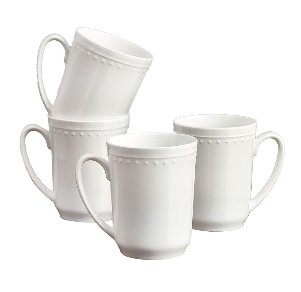 Nevaeh White Set of 4 Classic Beaded Mugs