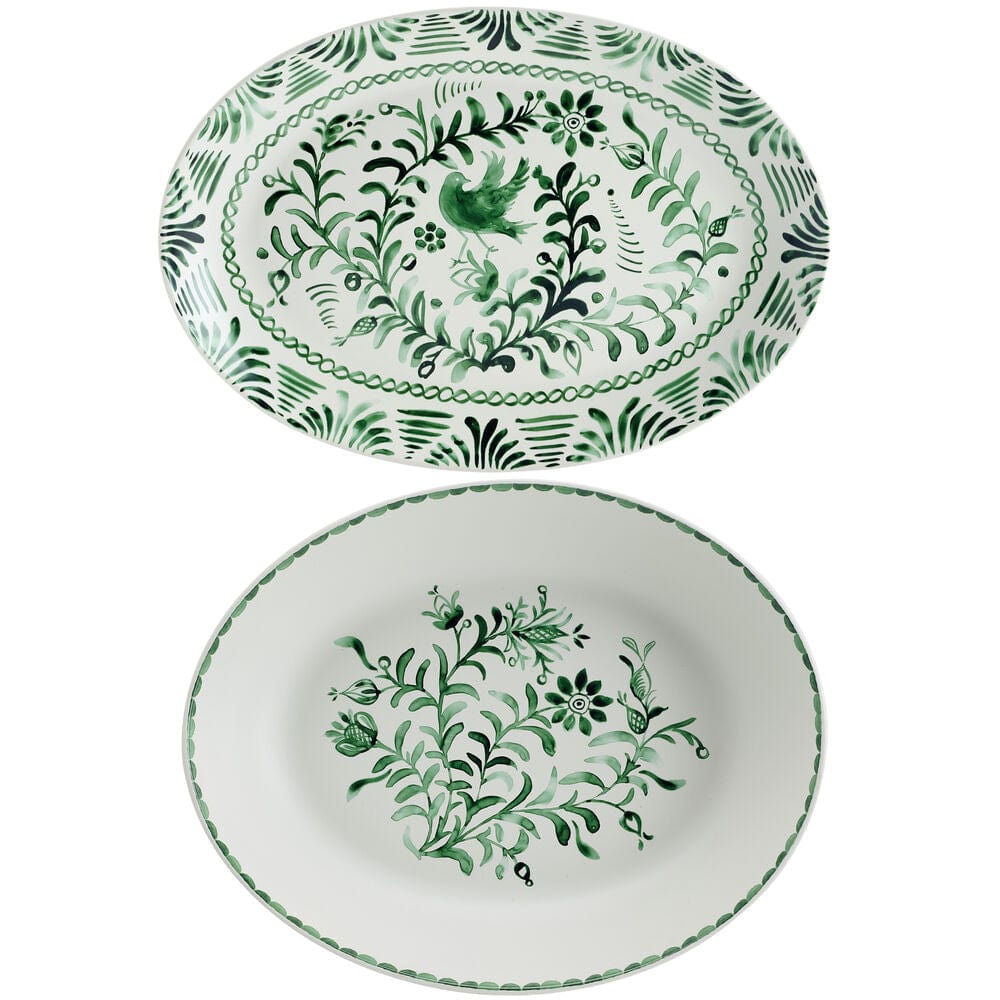 Sicily Green Serving Bowl and Platter Set