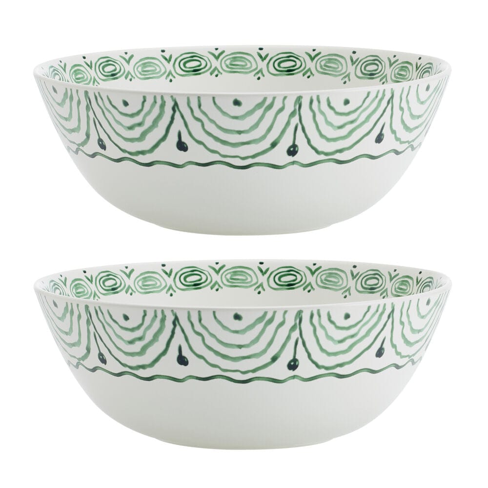 Sicily Green Set of 2 Serving Bowls with Salt & Pepper Set