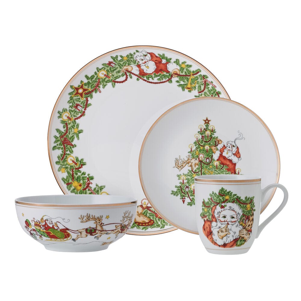 St. Nicholas Gold 16 Piece Dinnerware Set, Service for 4