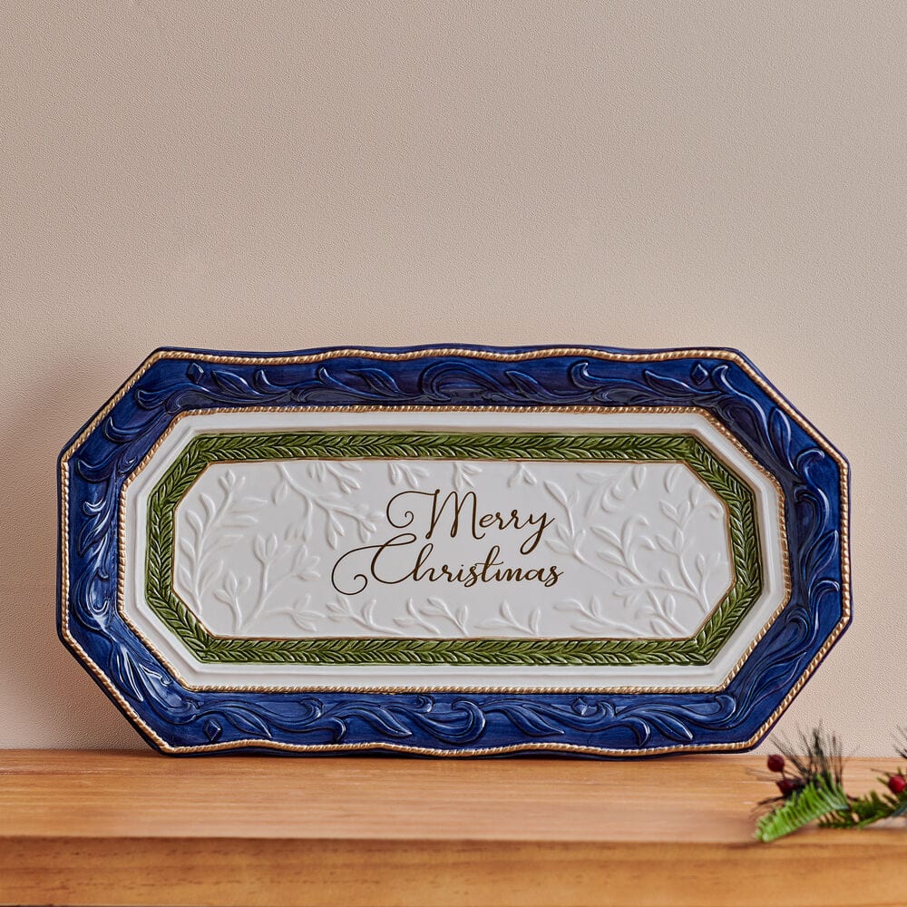 Telluride Blue Merry Christmas Bread Tray