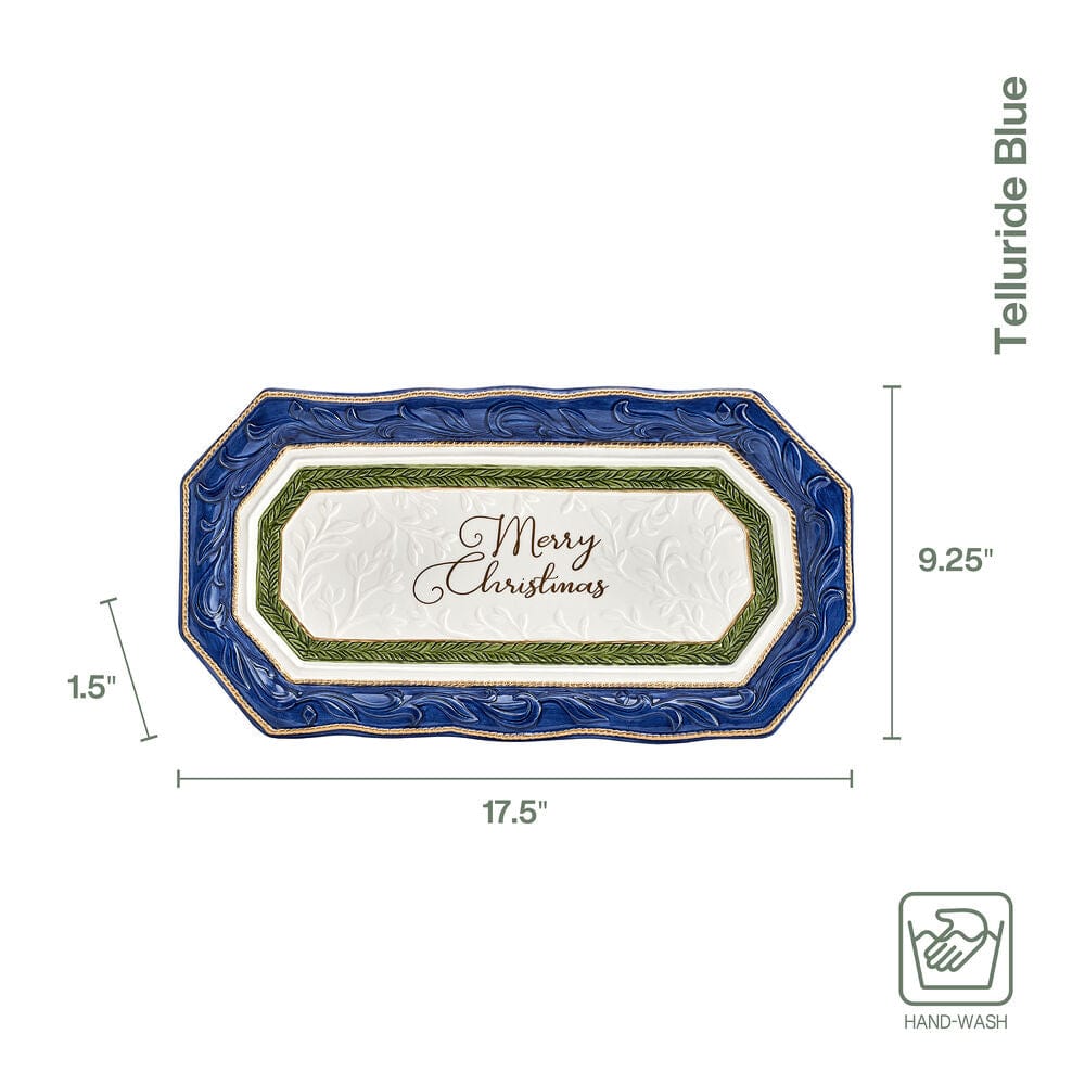 Telluride Blue Merry Christmas Bread Tray