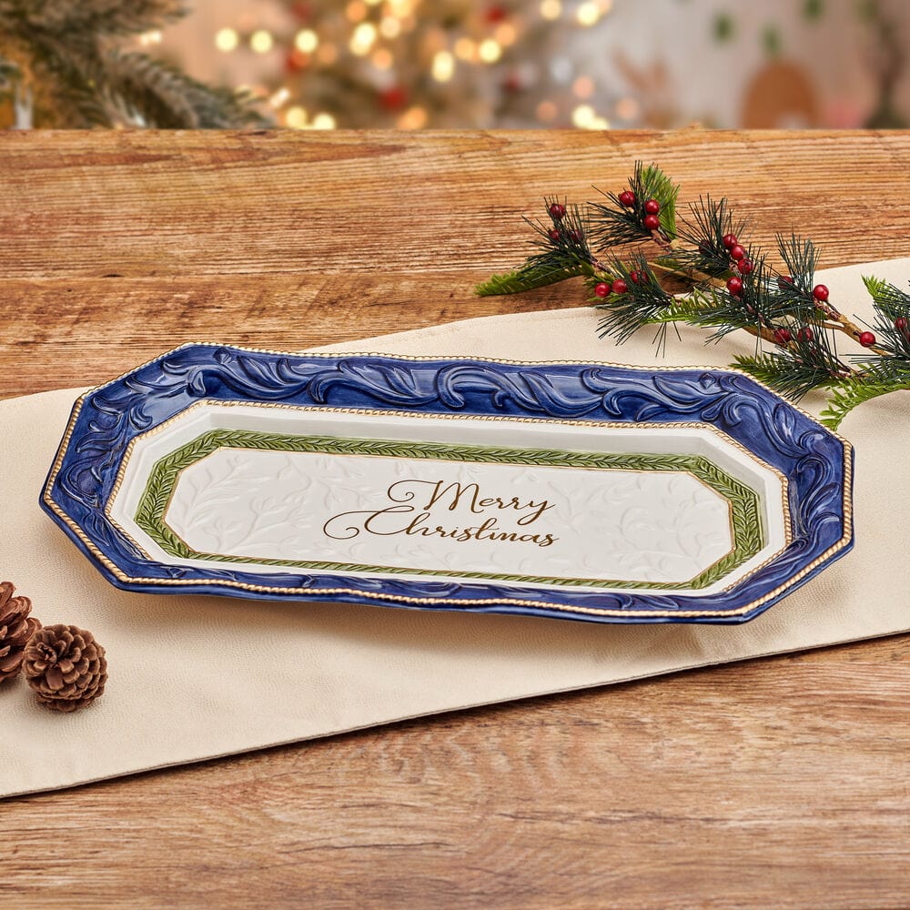 Telluride Blue Merry Christmas Bread Tray