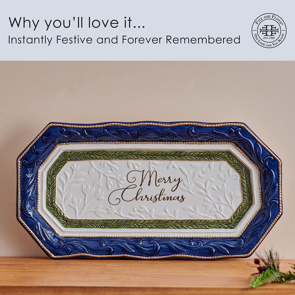 Telluride Blue Merry Christmas Bread Tray