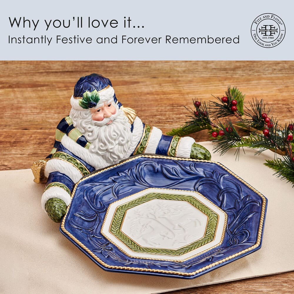 Telluride Blue Santa Serving Bowl