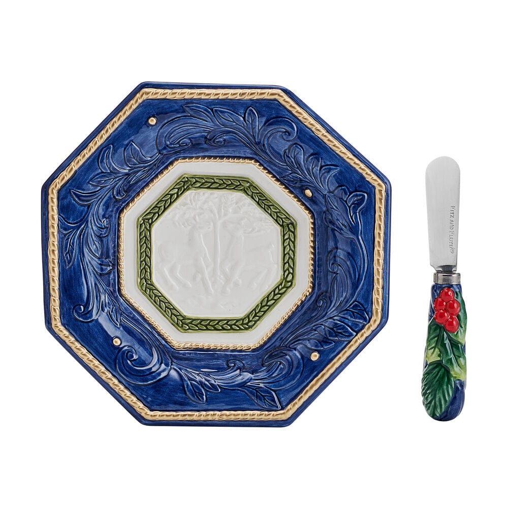 Telluride Blue Appetizer Plate with Spreader