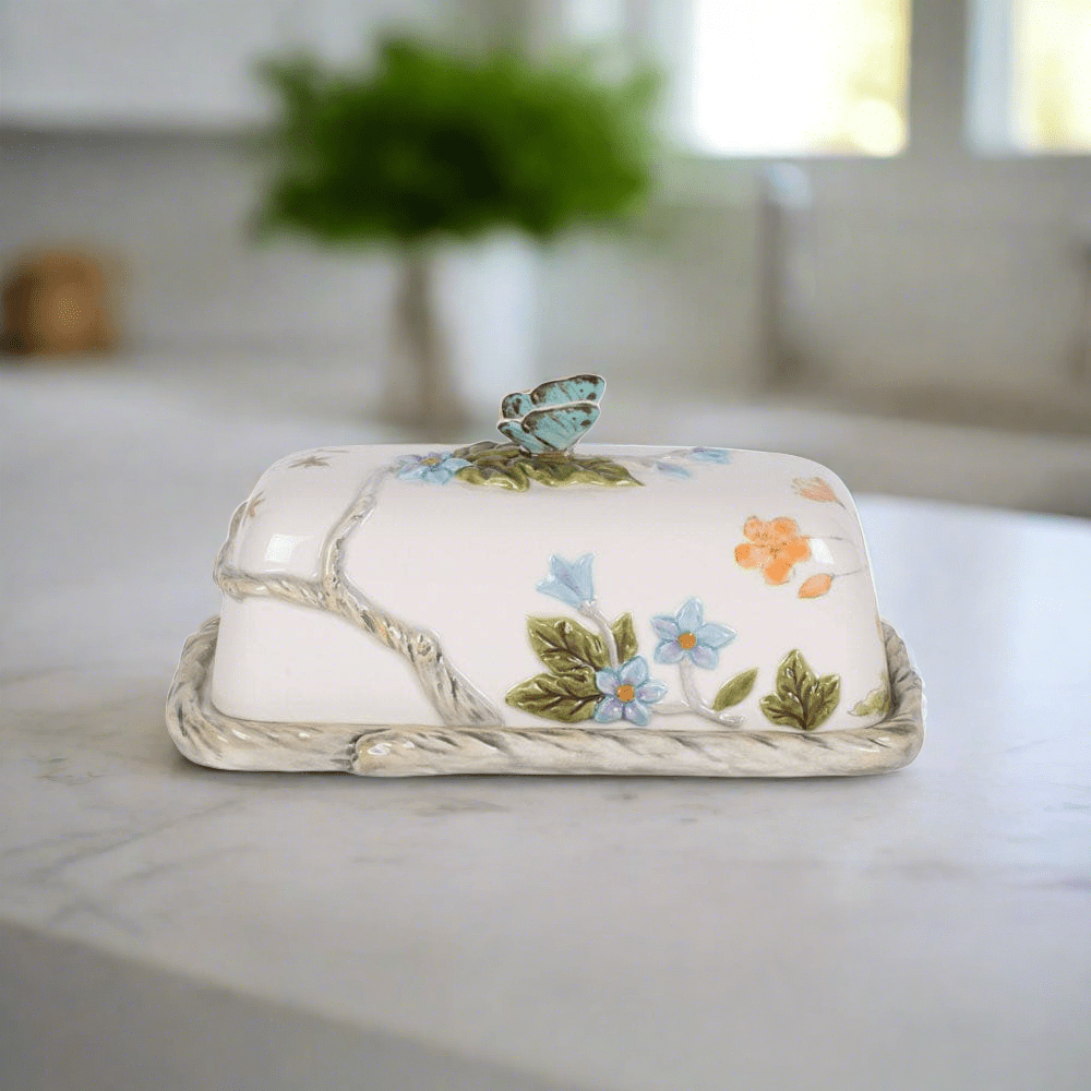 Butterfly Fields Covered Butter Dish