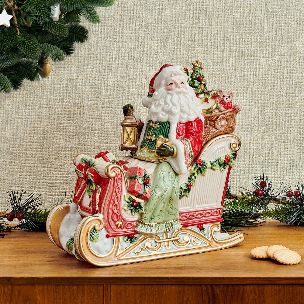 Crimson Holiday Cookie Jar, 10 IN