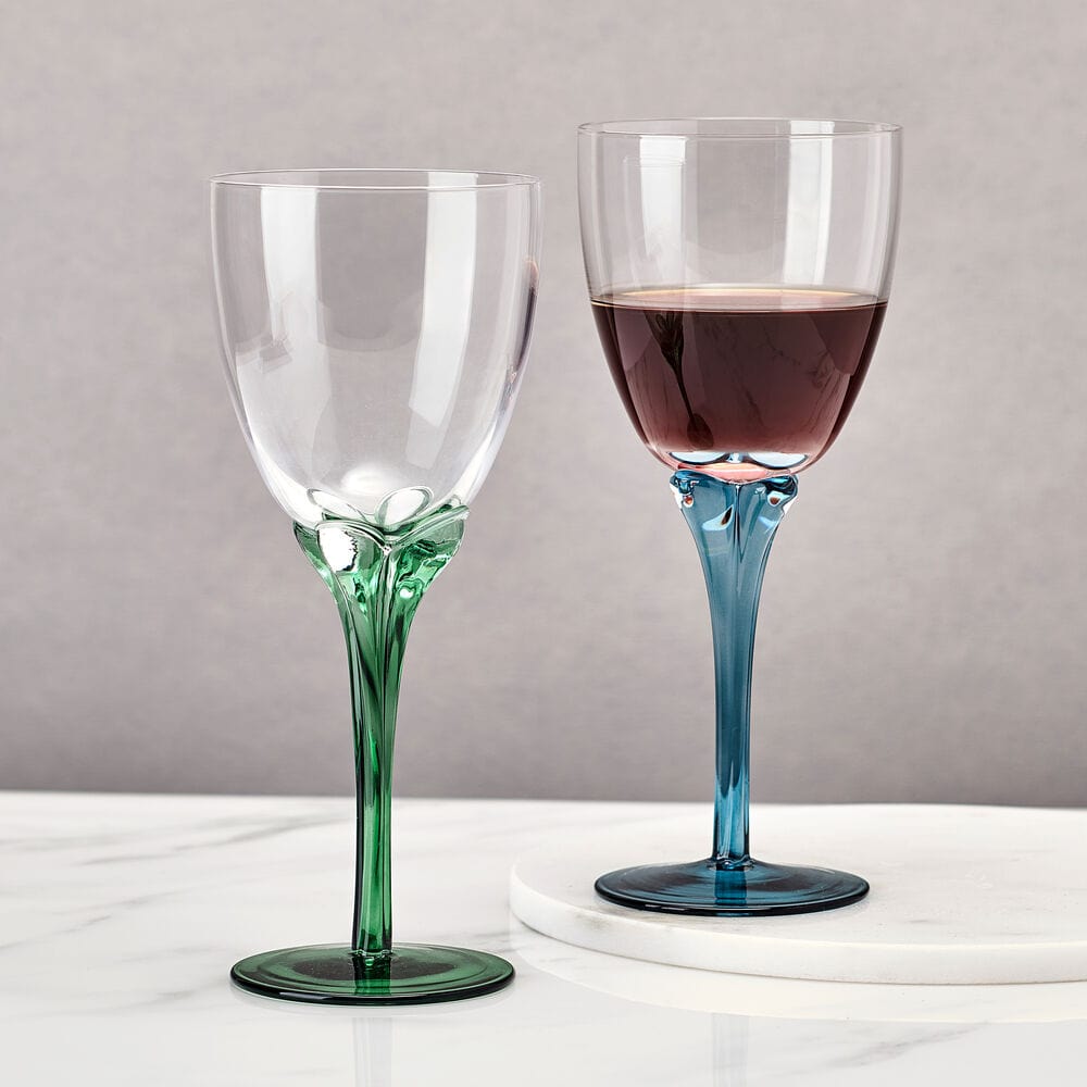 Jardin Set of 4 Blue Wine Glasses