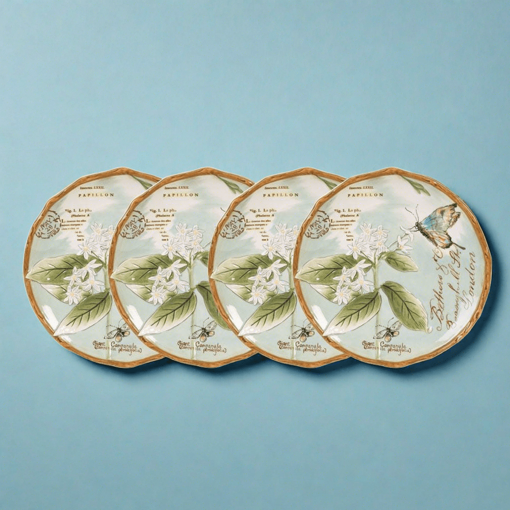 Toulouse Set of 4 Green Accent Salad Plates