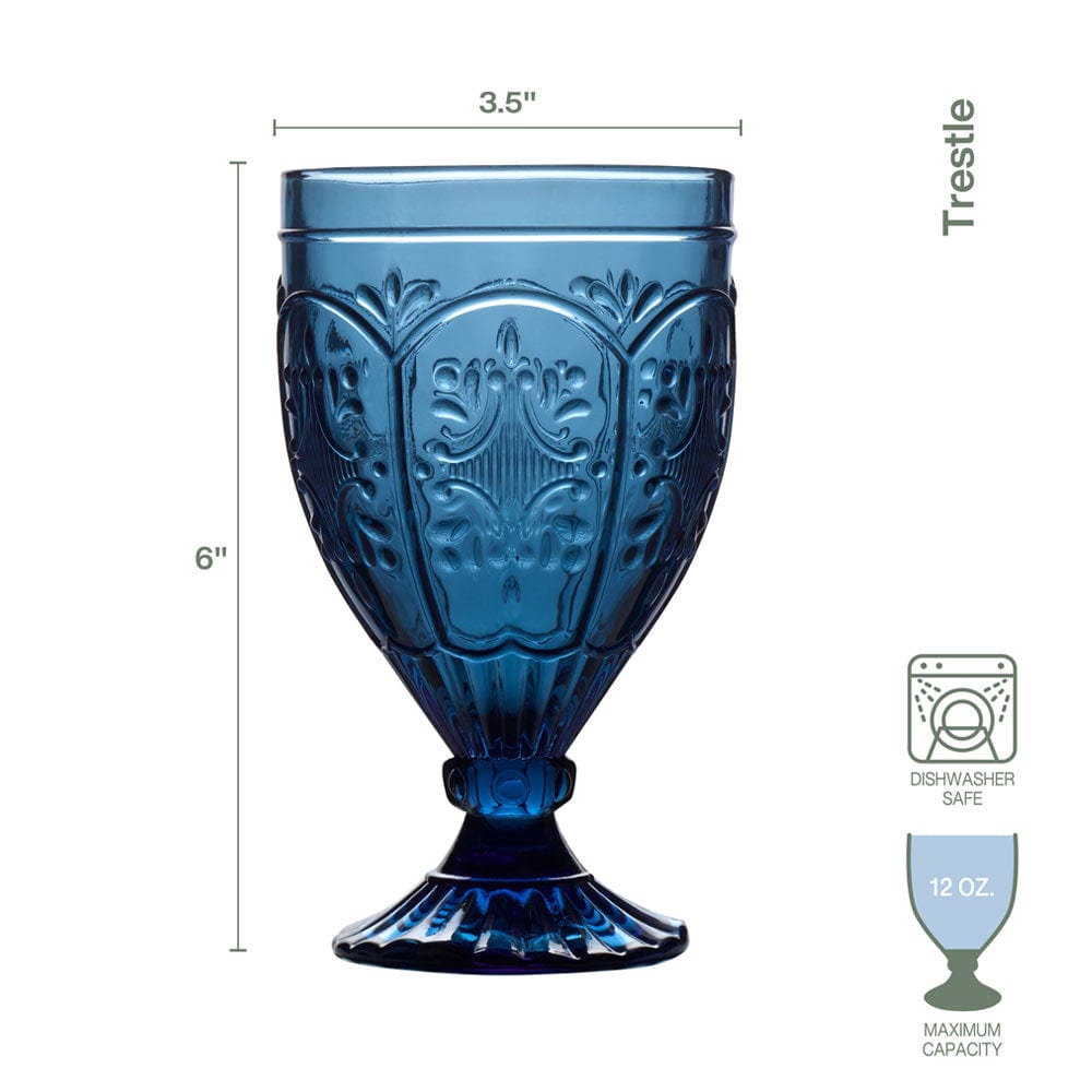 Trestle Goblets Set of 4, Indigo