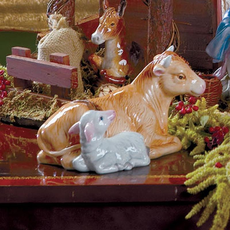 Nativity Oxen and Lamb Figurine