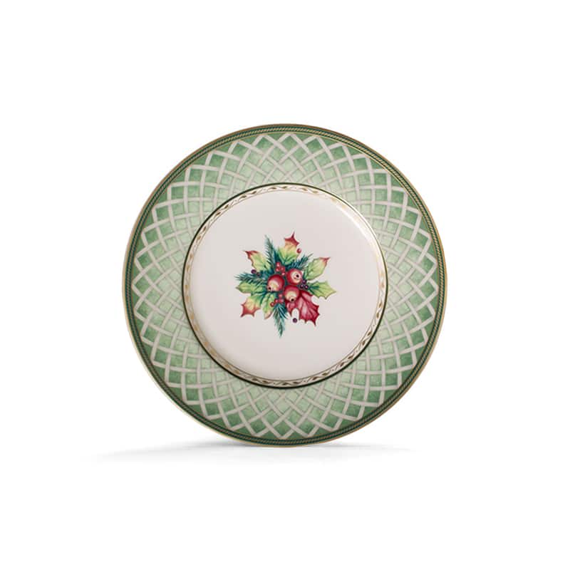 Winter Holiday Green Wreath Salad Plate