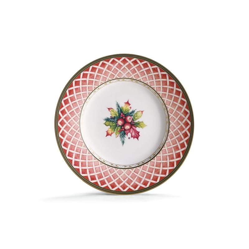 Winter Holiday Rose Wreath Salad Plate