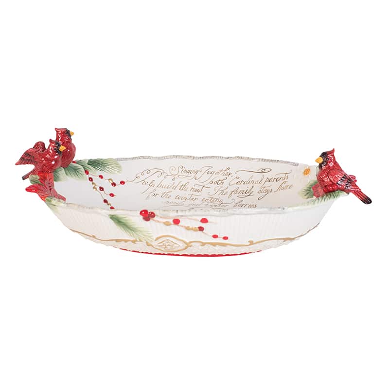 Cardinal Christmas Centerpiece Bowl