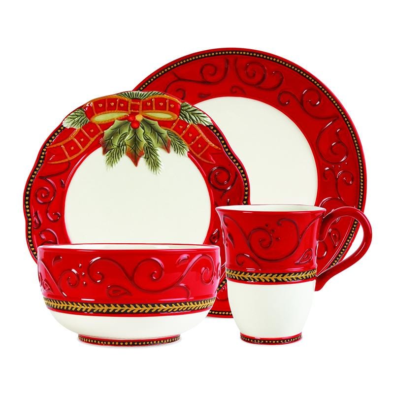 Damask Holiday 4 Piece Place Setting