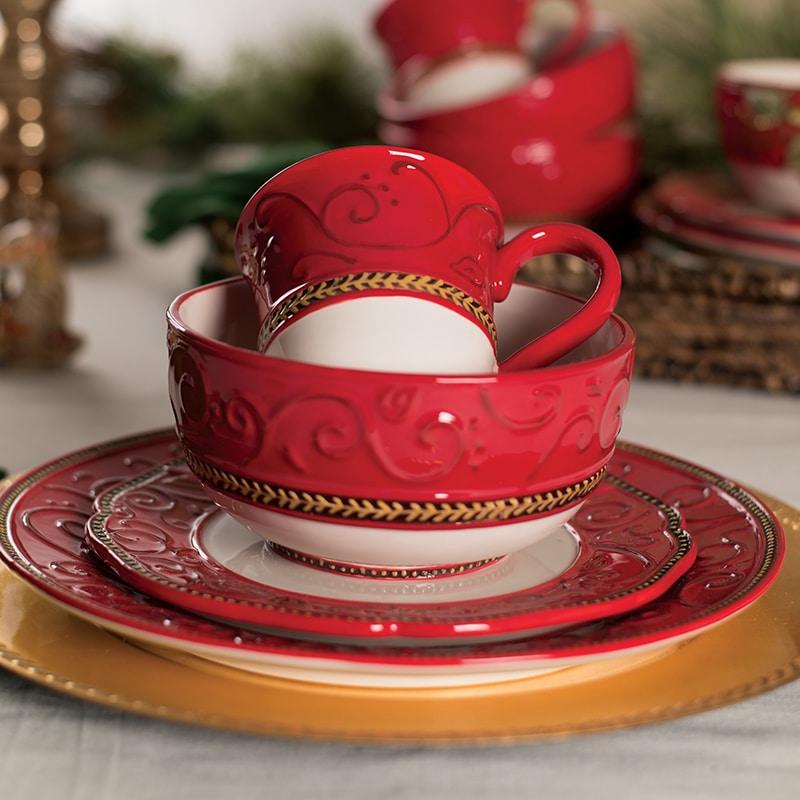 Damask Holiday 4 Piece Place Setting