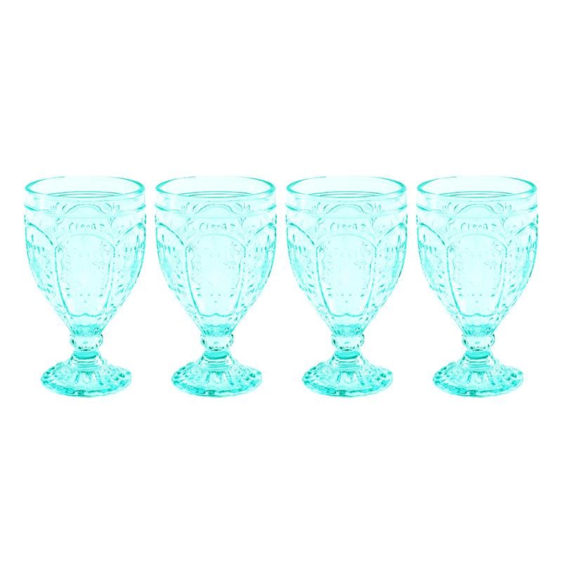 Trestle Goblets Set of 4, Aqua