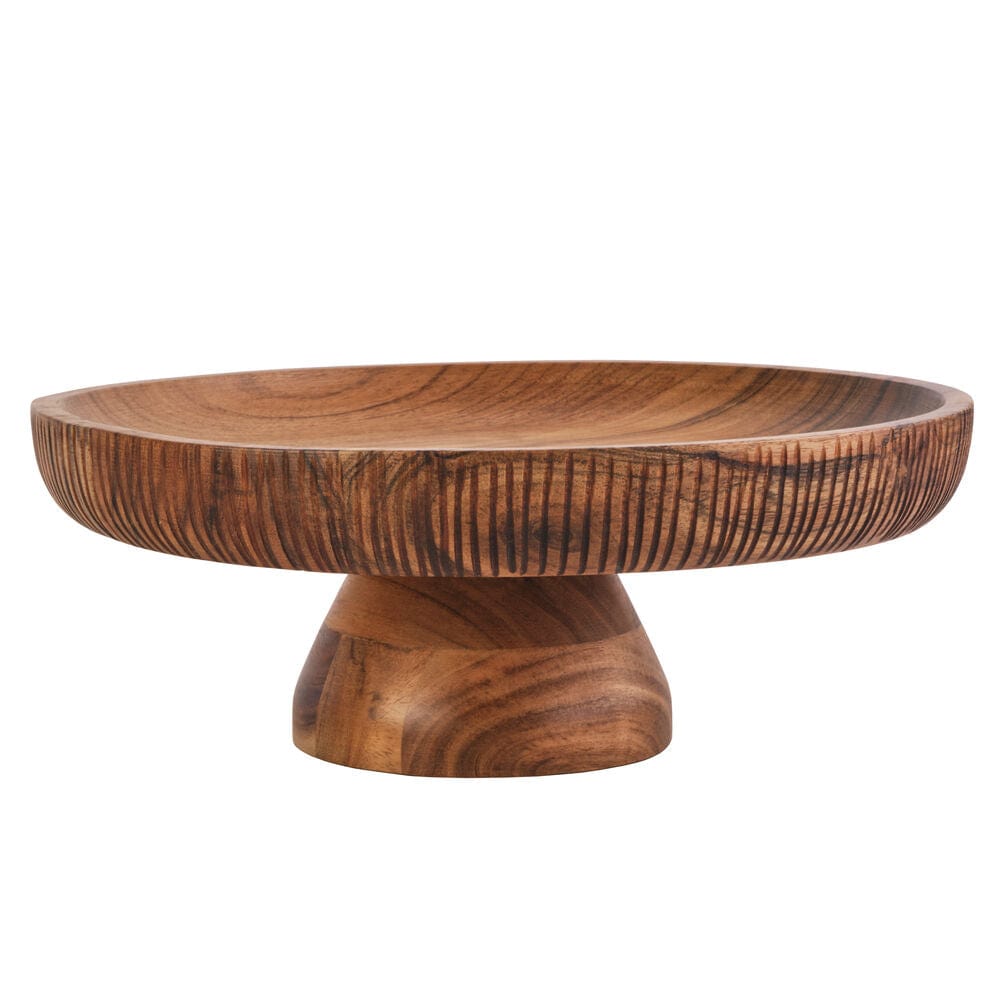 Caleb Acacia Wood Footed Serve Platter Cake Stand